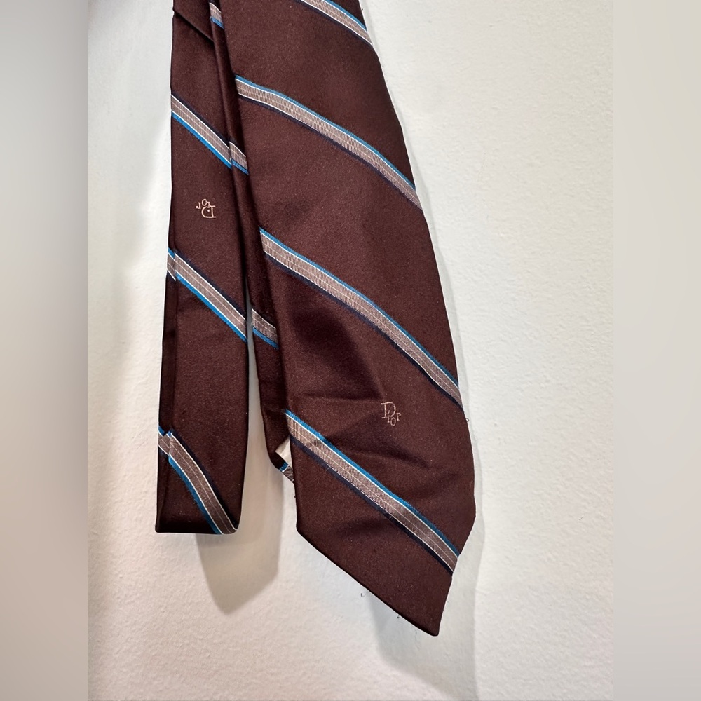 Vintage Christian Dior men’s brown striped neck tie